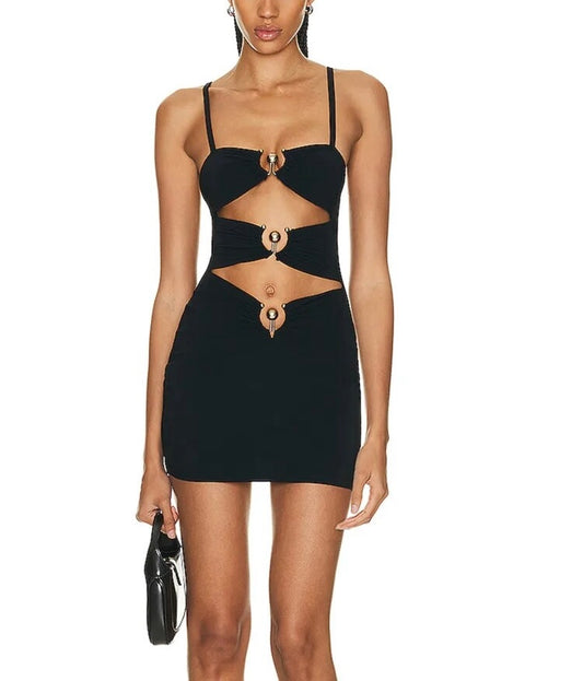 Pierced Orbit Cut-out Mini Dress