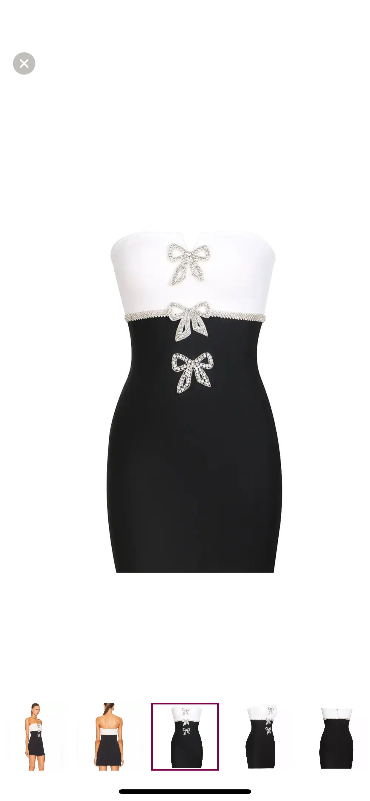 Strapless Bow Embellished Two-Tone Mini Dress