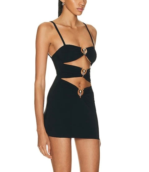 Pierced Orbit Cut-out Mini Dress