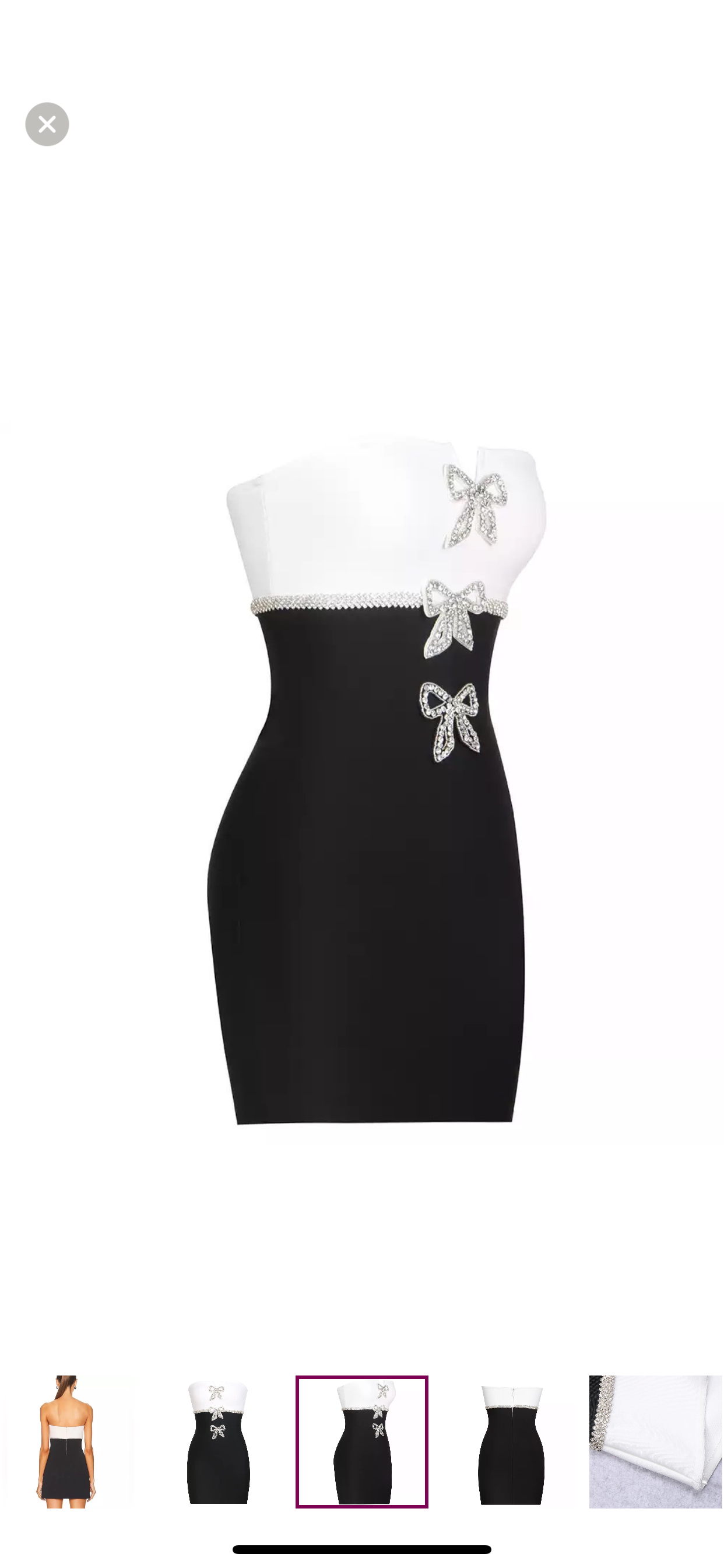 Strapless Bow Embellished Two-Tone Mini Dress