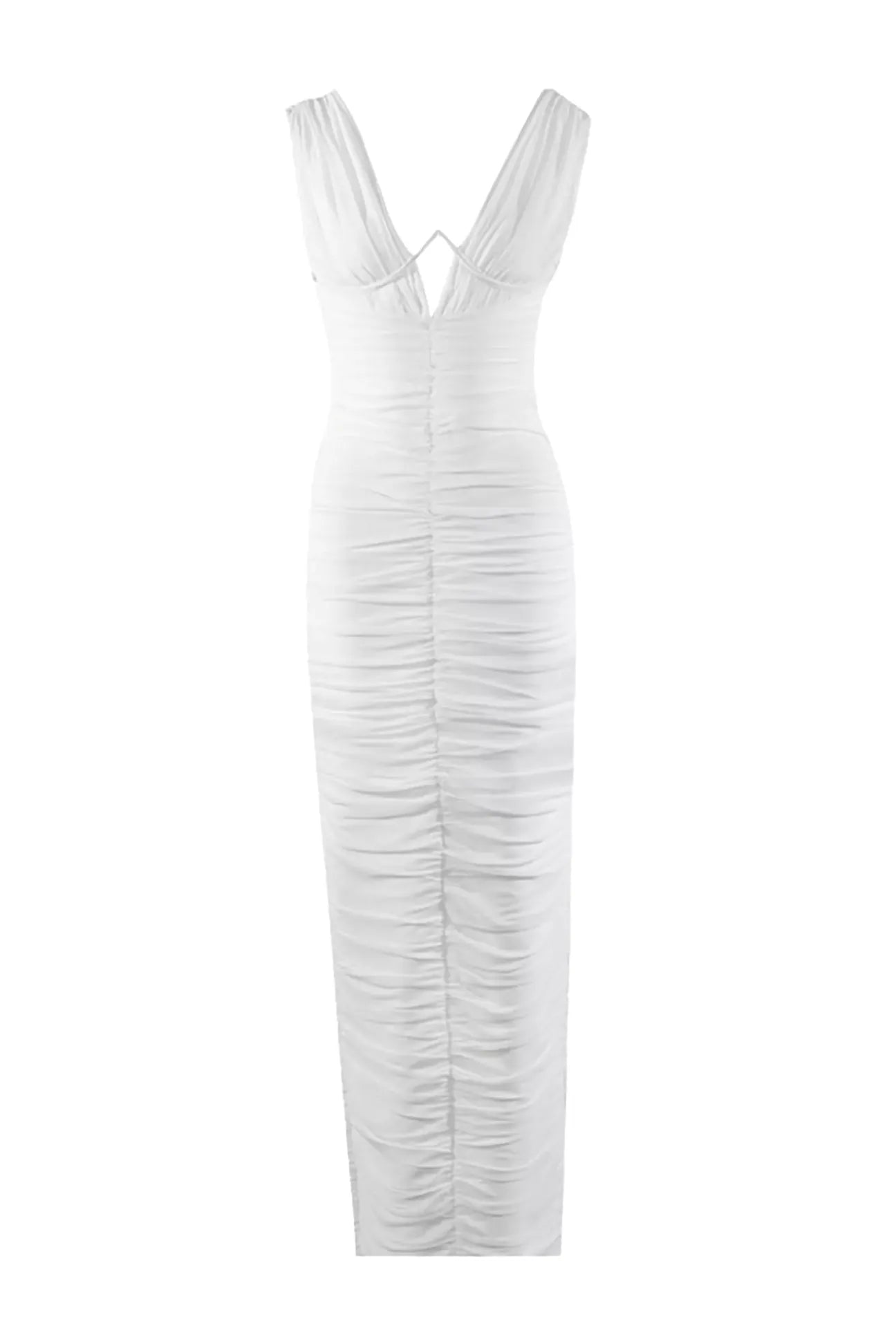 White Ruched Maxi Dress